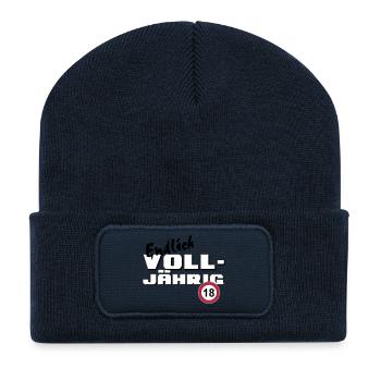 18. Geburtstag ,Volljährig ,Endlich Volljährig(25) - Recycelte Patch Beanie - French Navy - Vorne