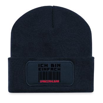Unbezahlbar (Barcode) - Recycelte Patch Beanie - French Navy - Vorne