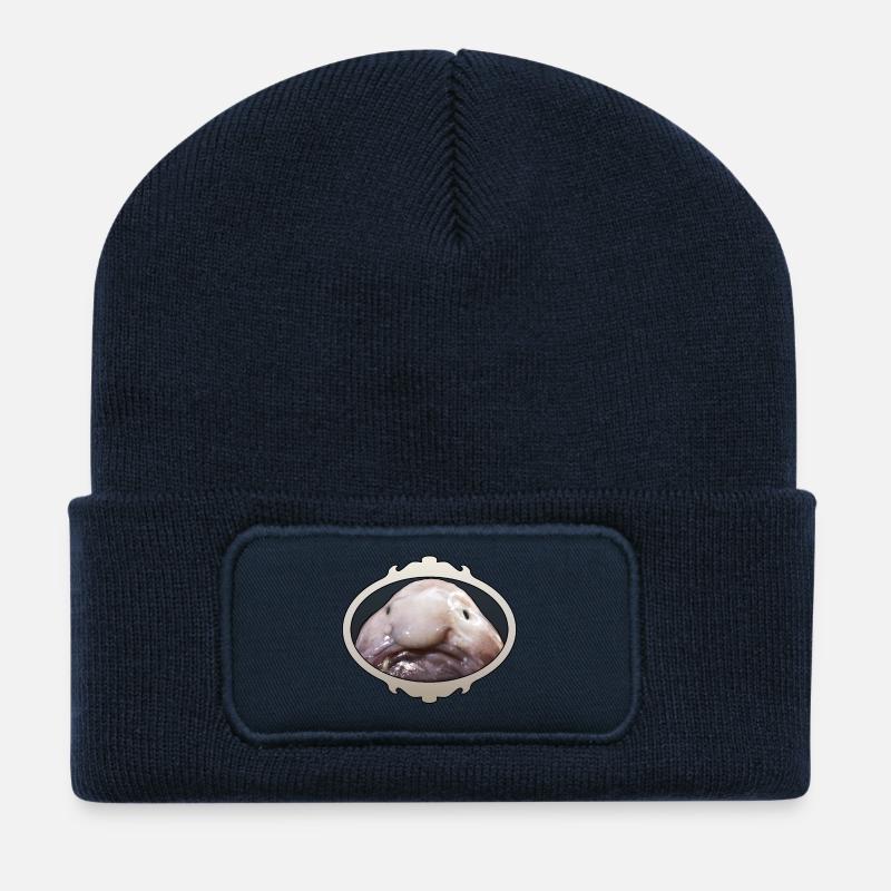 Blobfisch - Hässlicher Fisch - Mr Blob - Recycelte Patch Beanie - French Navy