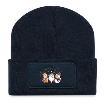 Weihnachtsmann unter Freunden - Weihnachten - Xmas - Recycelte Patch Beanie - French Navy - Vorne