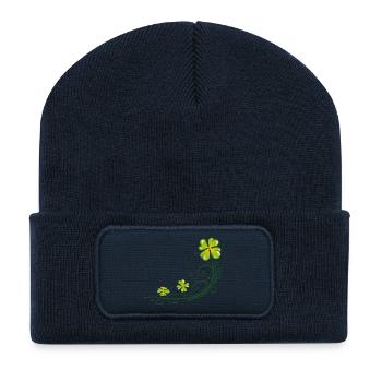 St. Patricks Day. Trèfle à quatre feuilles. - Beanie recyclé à patch - bleu marine - Devant