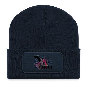 Echte Mädchen fliegen Gleitschirm Paragliding - Recycelte Patch Beanie - French Navy - Vorne