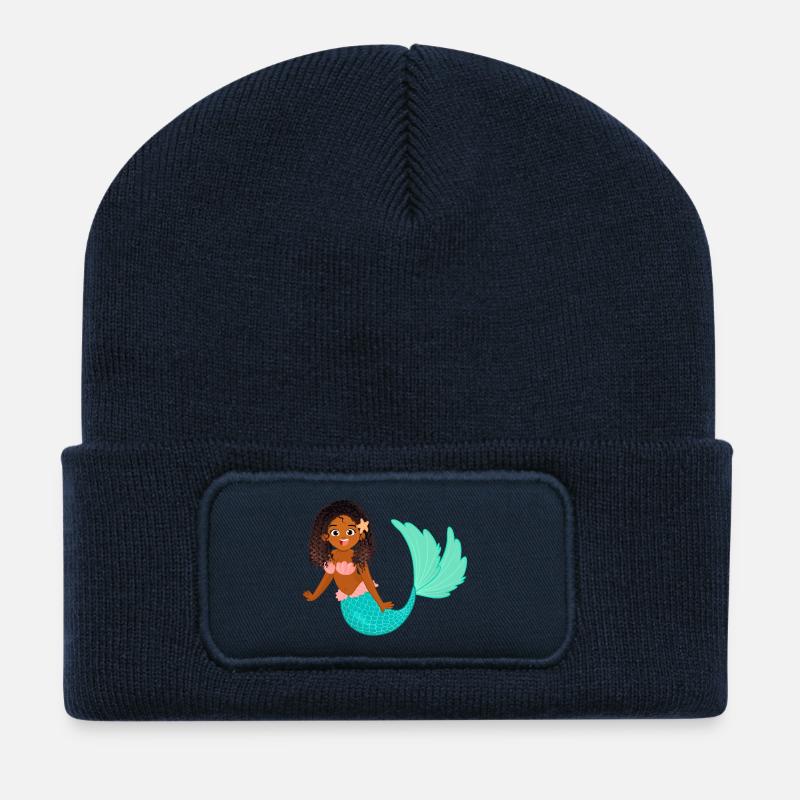 Meeresjungfrau Illustration für Kinder - Recycelte Patch Beanie - French Navy