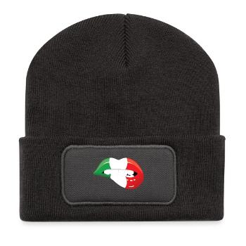 lèvres bouche bouche rouge bouche italie - Beanie recyclé à patch - charbon - Devant