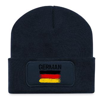 German Flag Brushstroke - Recycled Patch Beanie - french navy - Front