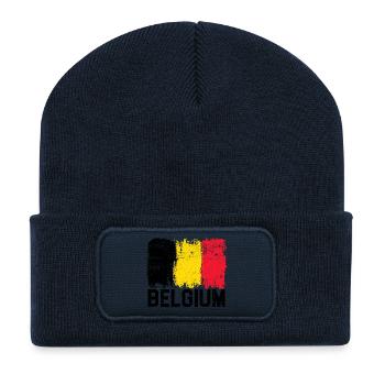 Pinselstriche der belgischen Flagge - Recycelte Patch Beanie - French Navy - Vorne