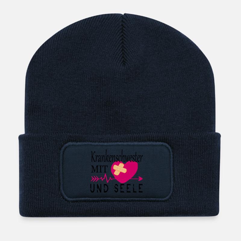 Krankenschwester mit Herz - Recycelte Patch Beanie - French Navy