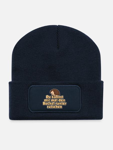Du kannst mir mal den Buckel runter rutschen - Recycelte Patch Beanie - French Navy