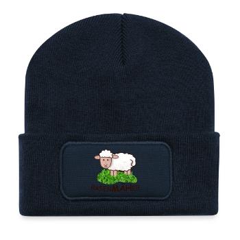 RasenMäher Schaf Cartoon - Recycelte Patch Beanie - French Navy - Vorne