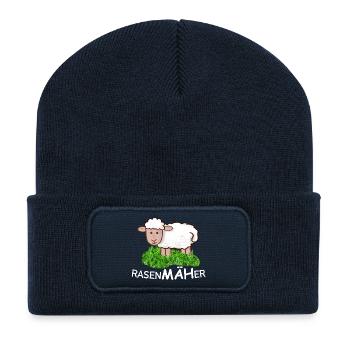 RasenMäher Schaf im Gras - Recycelte Patch Beanie - French Navy - Vorne