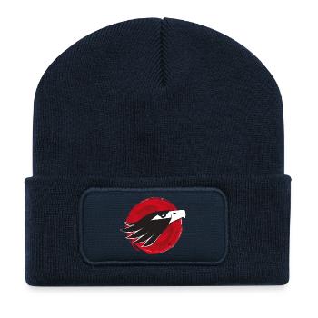 aigle japon oiseau voler rouge voir tête indien - Beanie recyclé à patch - bleu marine - Devant