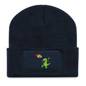 Dinosaure joueur de tennis - Beanie recyclé à patch - bleu marine - Devant