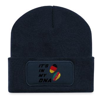 In meiner DNA Deutschland und Kamerun - Recycelte Patch Beanie - French Navy - Vorne