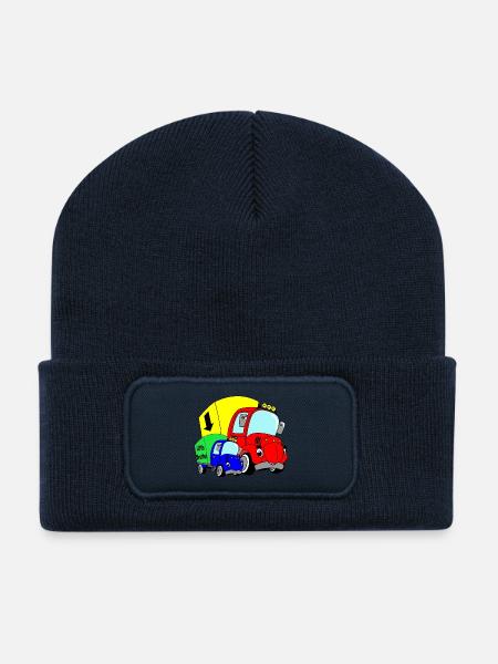 Camions joyeux Petit frère - Beanie recyclé à patch - bleu marine