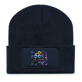 Books, books, books, books colourful - Recycled Patch Beanie - french navy - Front