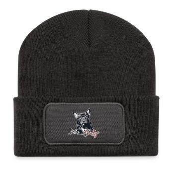 Bully - cute French bulldog - Recycled Patch Beanie - dark grey - Front