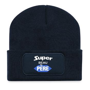 T-shirt Super Beau Pere Logo - Beanie recyclé à patch - bleu marine - Devant