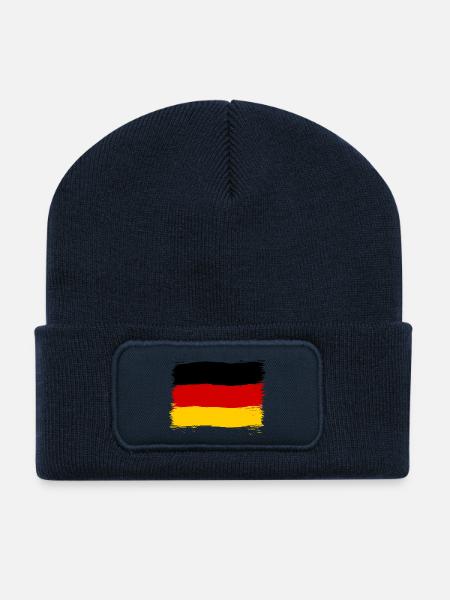 Deutschland Farben schwarz rot gold - Recycelte Patch Beanie - French Navy