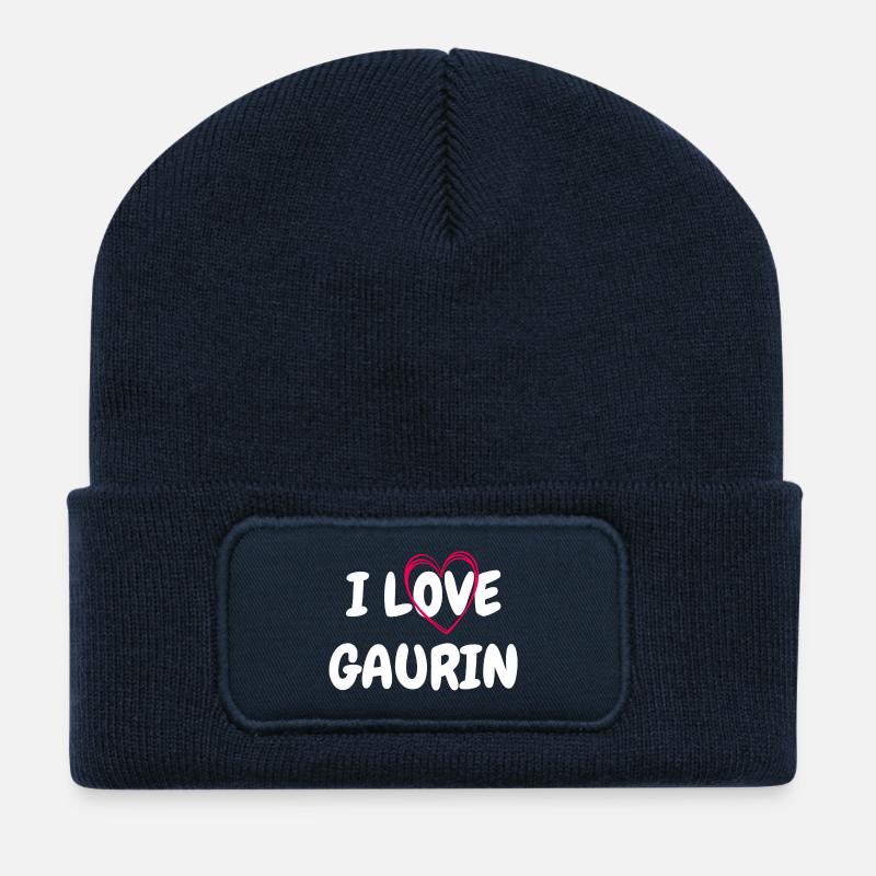 I love Gaurin dos - Beanie recyclé à patch - bleu marine