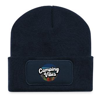 Ambiance de camping - Beanie recyclé à patch - bleu marine - Devant