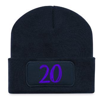 20 JAHRE. 20-JÄHRIGES JUBILÄUM. GEBURTSTAG 20 JAHRE. 20 - Recycelte Patch Beanie - French Navy - Vorne