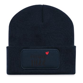 Bouldern Boulderliebe Berge Klettern Geschenk - Recycelte Patch Beanie - French Navy - Vorne