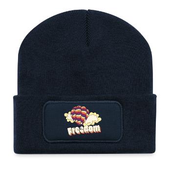 Freedom - Freiheit: Heißluftballon über den Wolken - Recycelte Patch Beanie - French Navy - Vorne