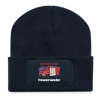 Freiwillige Feuerwehr - Recycelte Patch Beanie - French Navy - Vorne
