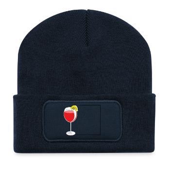 glas with apero in a frame - Recycled Patch Beanie - french navy - Front