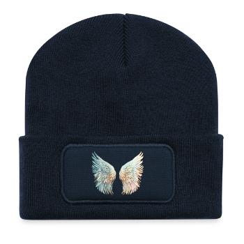 Mirrored pastel angel wings - Recycled Patch Beanie - french navy - Front
