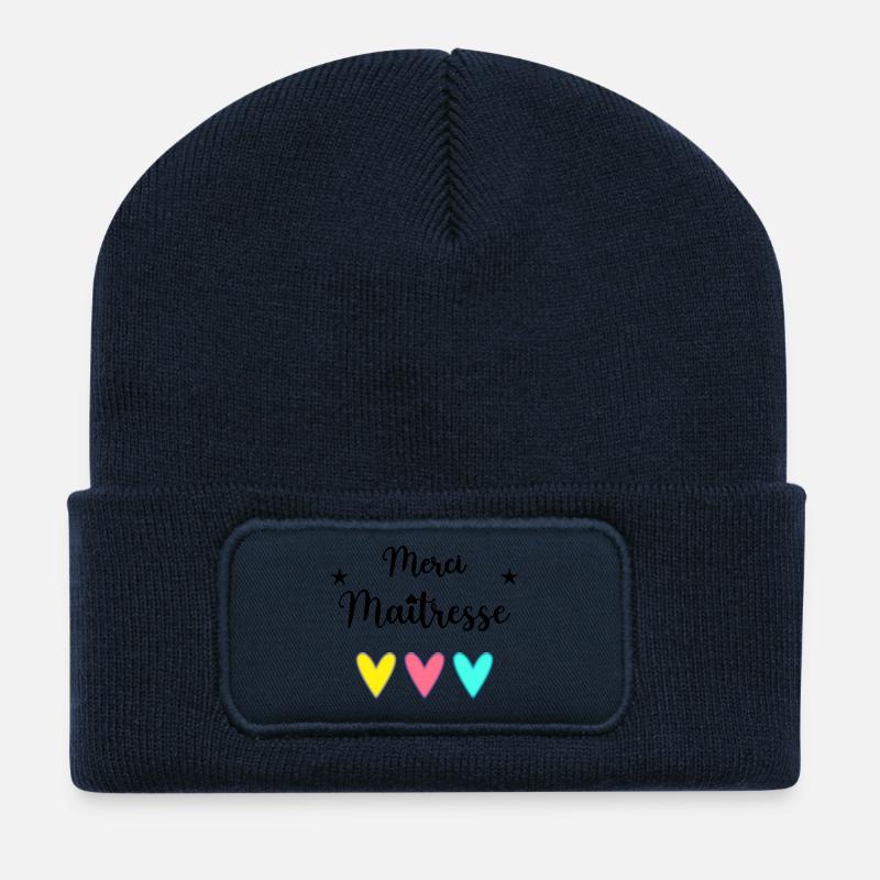 MERCI. MERCI MAÎTRESSE. CADEAU MAÎTRESSE. VACANCES - Beanie recyclé à patch - bleu marine