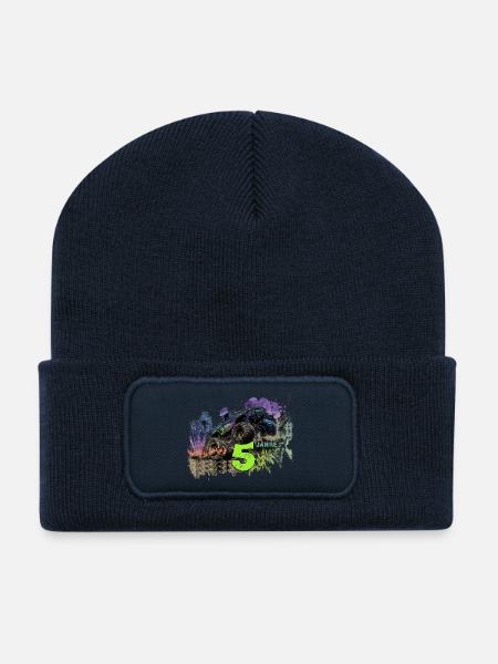 Monstertruck 5. Geburtstag Geburtstagskind - Recycelte Patch Beanie - French Navy