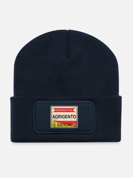 Sizilien T-Shirt Agrigento Willkommensschild - Recycelte Patch Beanie - French Navy