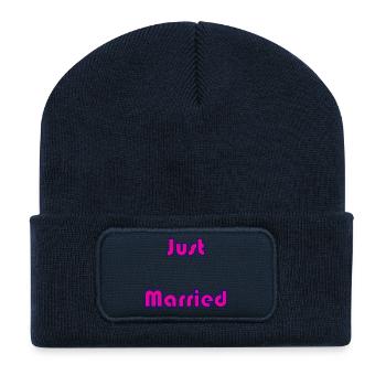 JUST MARRIED. bachelorette party. SAINT VALENTINE. COUPLE - Recycled Patch Beanie - french navy - Front