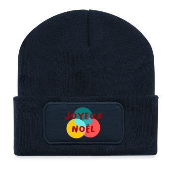 NOËL. JOYEUX NOËL. MERRY CHRISTMAS. NOUVEL AN - Beanie recyclé à patch - bleu marine - Devant