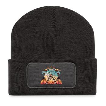 Sunset Ferris Wheel Travel Vibe - Recycled Patch Beanie - dark grey - Front