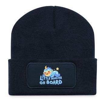 Mignon bébé monstre - Beanie recyclé à patch - bleu marine - Devant