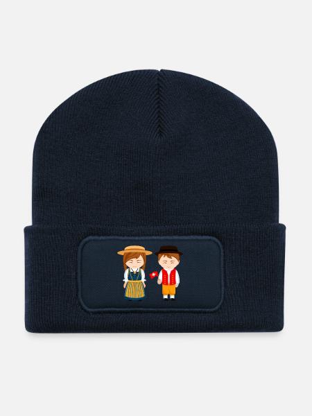 Suisse, je suis Suisse, petits Suisse - Beanie recyclé à patch - bleu marine