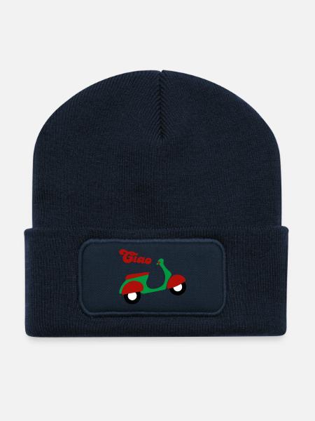 Roller Ciao Italien Urlaub Lebensfreude Fan happy - Recycelte Patch Beanie - French Navy