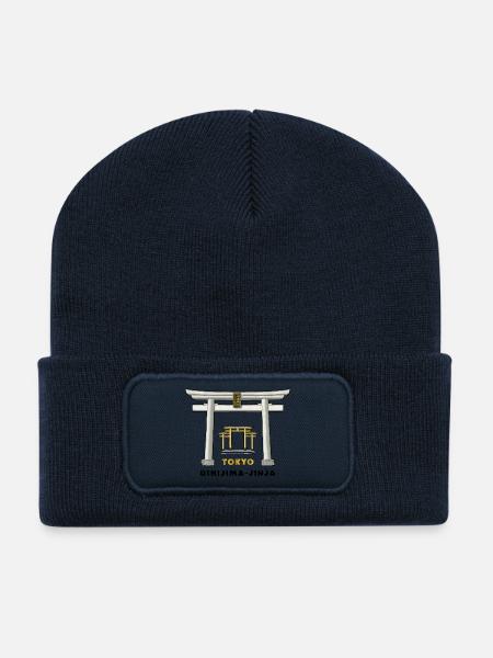 Tokyo, Ushijima-jinja, Torii, Japan Zeichnung - Recycelte Patch Beanie - French Navy