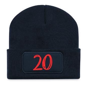 20. 20 ANS. 20e ANNIVERSAIRE. ANNIVERSAIRE 20 ANS. - Beanie recyclé à patch - bleu marine - Devant