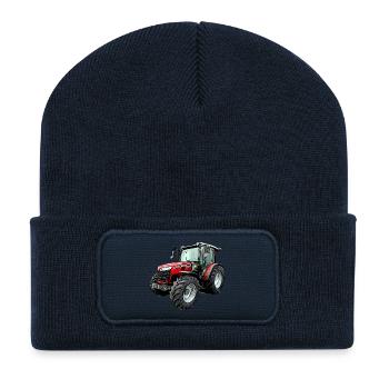 M F 4708 M Traktor - Recycelte Patch Beanie - French Navy - Vorne