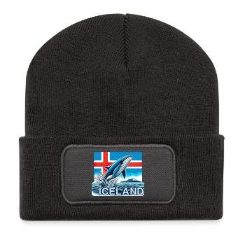 iceland Island 10 - Recycelte Patch Beanie - Dunkelgrau - Vorne