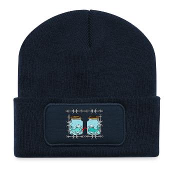 Baleine Poissons Vallentin Amour Partenariat Coeurs - Beanie recyclé à patch - bleu marine - Devant