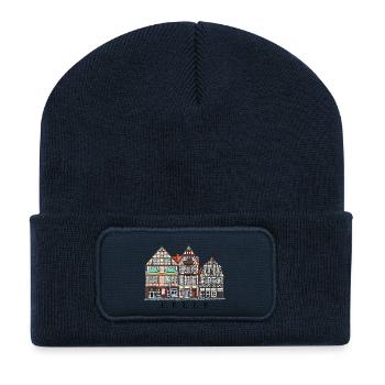 Celle, Basse-Saxe, Maisons à colombages, Allemagne - Beanie recyclé à patch - bleu marine - Devant