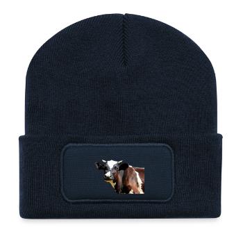 Kuh - Recycelte Patch Beanie - French Navy - Vorne