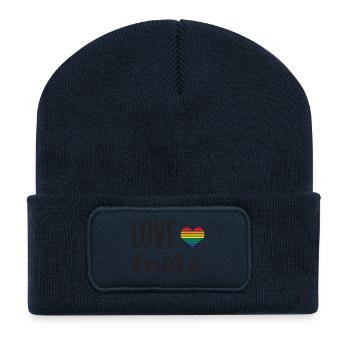 LGBT Pride Month - Liebe mehr - Recycelte Patch Beanie - French Navy - Vorne