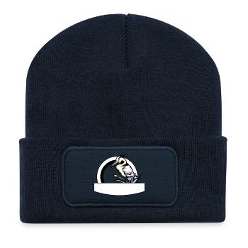 Oiseau pélican dans un cercle (mod.) - Beanie recyclé à patch - bleu marine - Devant