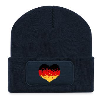 Deutschland Herz Flagge - Recycelte Patch Beanie - French Navy - Vorne