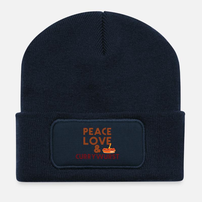 Peace, Love & Currywurst - Recycelte Patch Beanie - French Navy